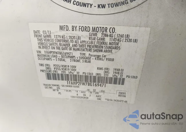 1FAHP2FW7BG169471: 44509109