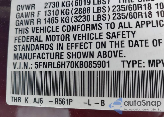 5FNRL6H70KB085901: 44508369