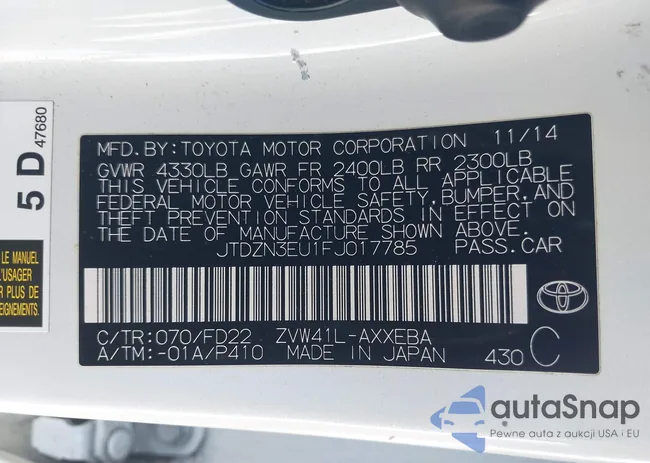 JTDZN3EU1FJ017785: 44508432