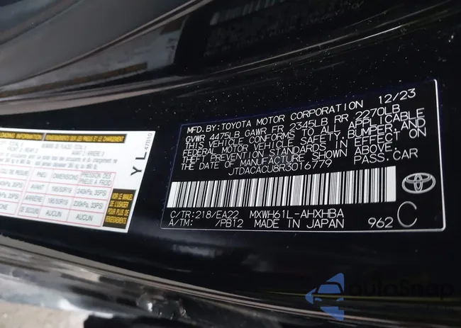 JTDACACU8R3016779: 44508522