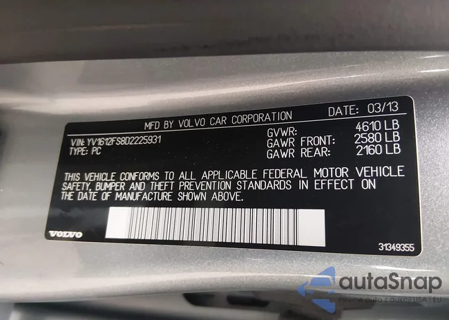 YV1612FS8D2225931: 44509651