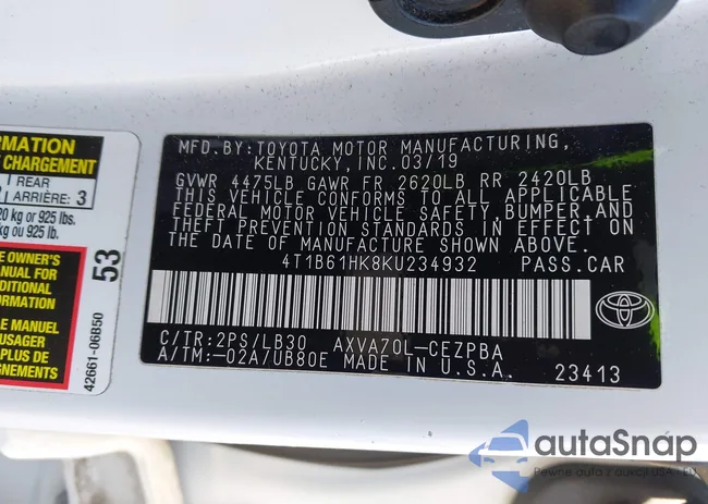 4T1B61HK8KU234932: 44509784