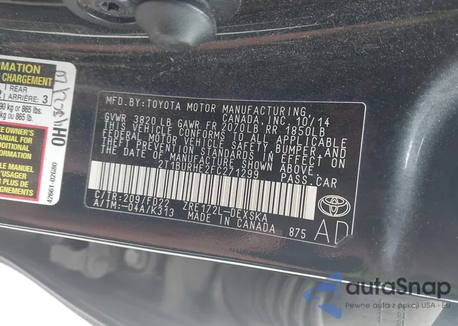 2T1BURHE2FC271299: 44510090