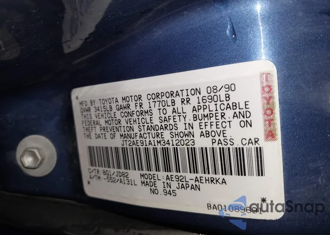 JT2AE91A1M3412023: 44510682