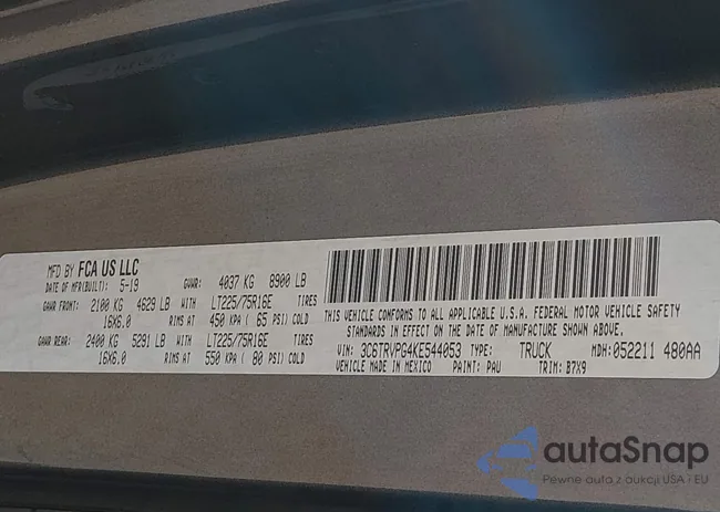 3C6TRVPG4KE544053: 44510739