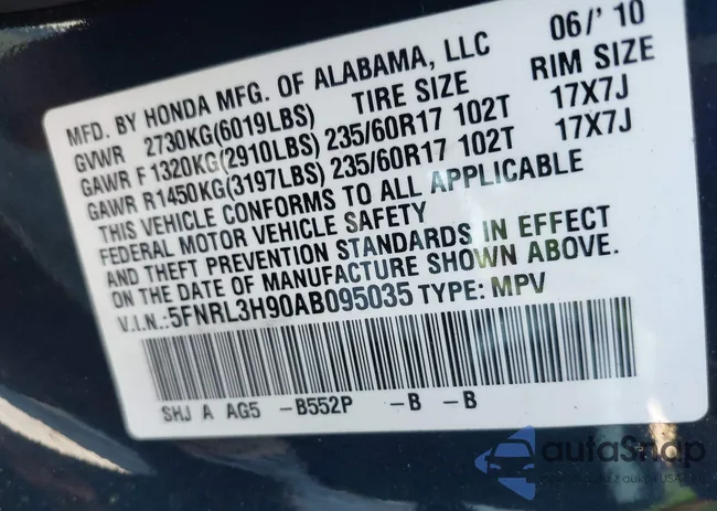 5FNRL3H90AB095035: 44510743