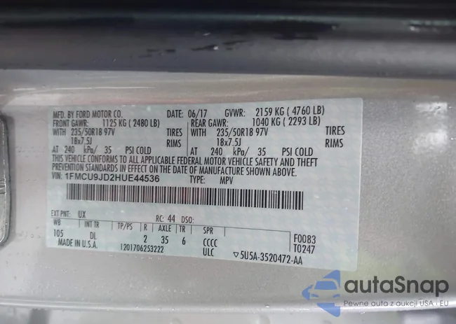 1FMCU9JD2HUE44536: 44510855