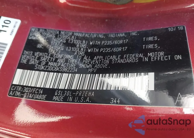 5TDKZ3DC6KS982234: 44511006