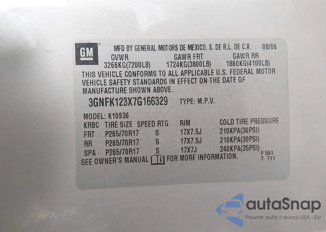 3GNFK123X7G166329: 44511063