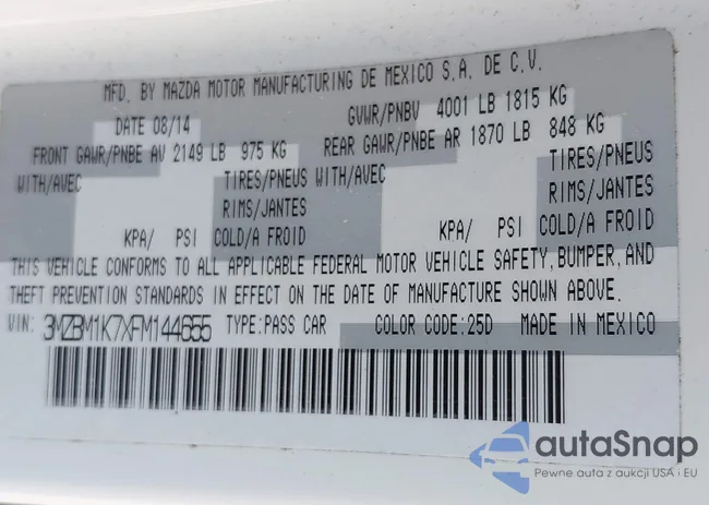 3MZBM1K7XFM144655: 44511064