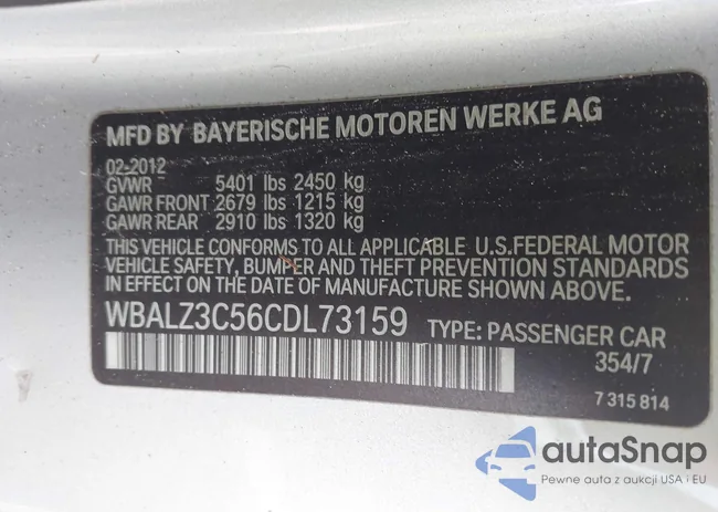 WBALZ3C56CDL73159: 44511089