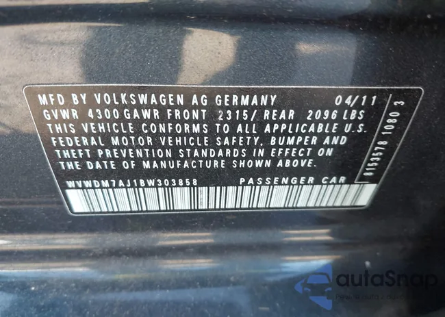 WVWDM7AJ1BW303858: 44511136