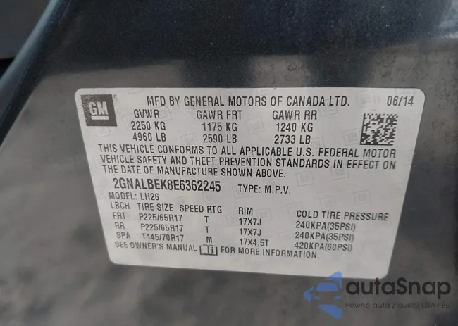 2GNALBEK8E6362245: 44511160