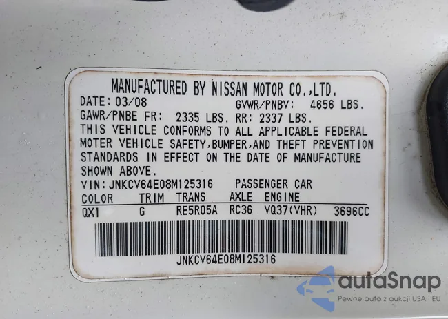 JNKCV64E08M125316: 44511166