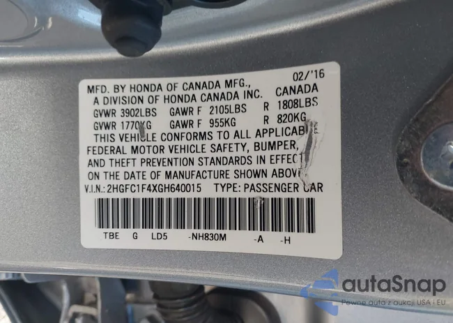 2HGFC1F4XGH640015: 44510283