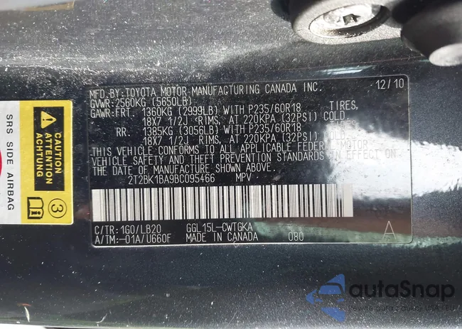 2T2BK1BA9BC095466: 44510425