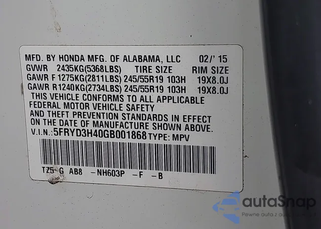 5FRYD3H40GB001868: 44510464