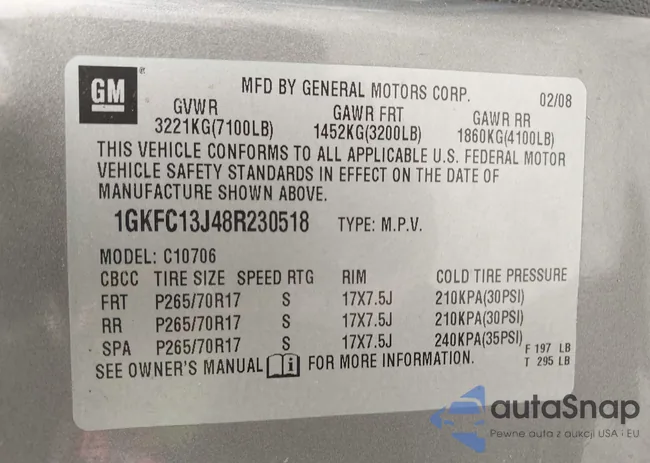 1GKFC13J48R230518: 44511714