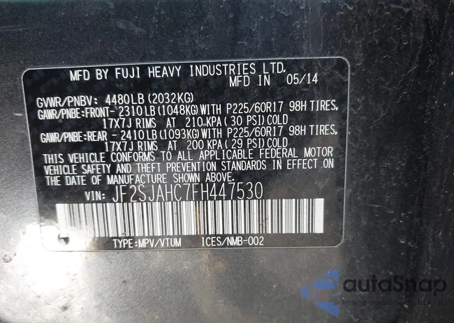 JF2SJAHC7FH447530: 44511895