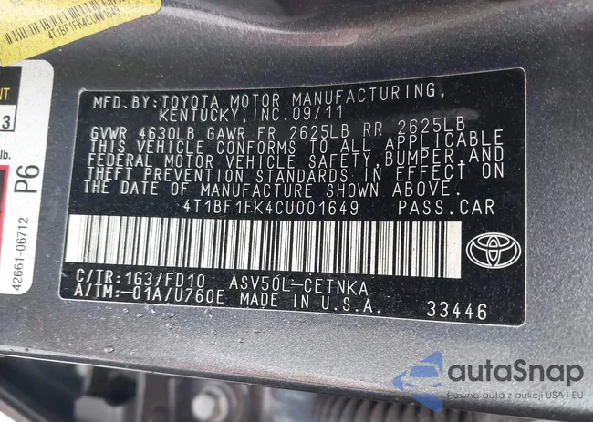 4T1BF1FK4CU001649: 44512103