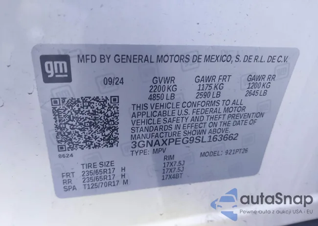 3GNAXPEG9SL163662: 44512109