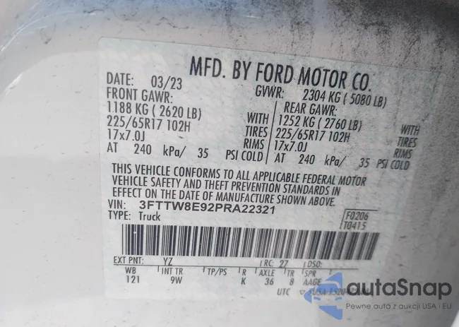 3FTTW8E92PRA22321: 44512125