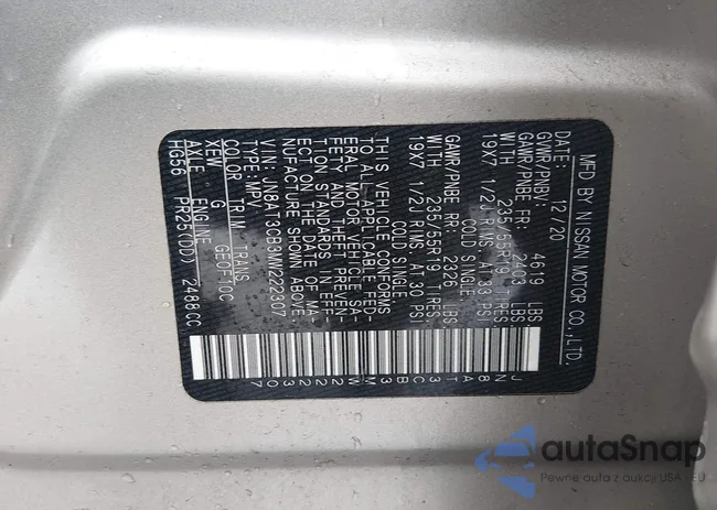 JN8AT3CB3MW222307: 44512223