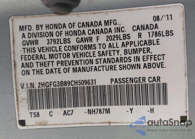 2HGFG3B89CH509631: 44511268