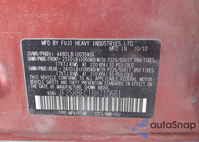 JF2SHBEC1BH710661: 44511306