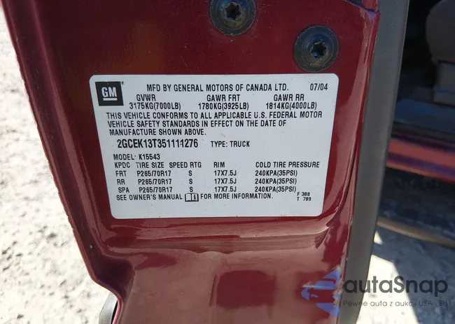 2GCEK13T351111276: 44511339