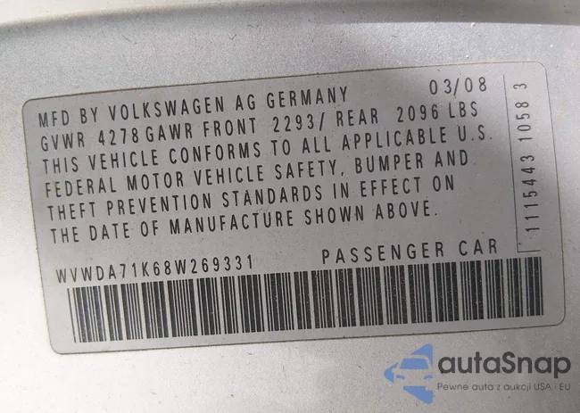 WVWDA71K68W269331: 44511423