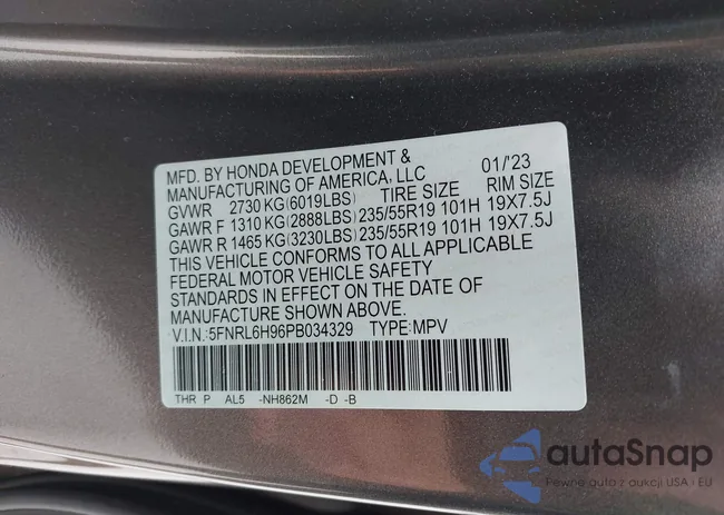 5FNRL6H96PB034329: 44511432