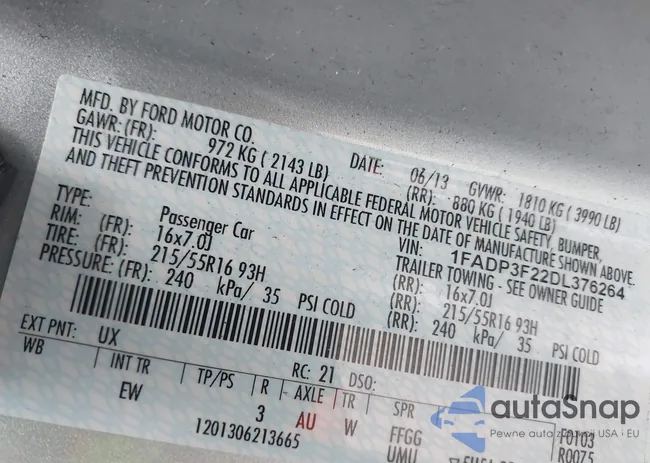 1FADP3F22DL376264: 44511443