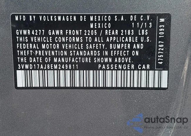 3VWD17AJ8EM249811: 44511461