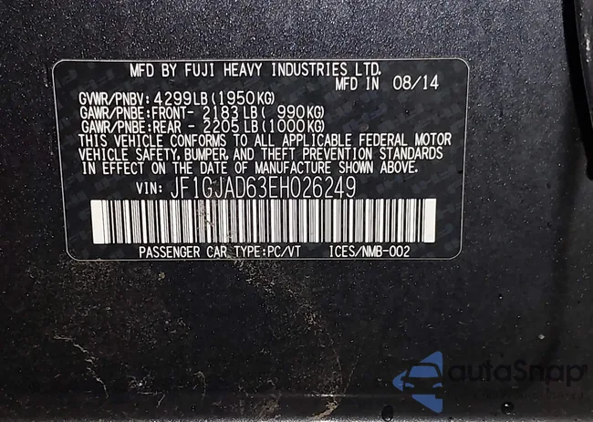 JF1GJAD63EH026249: 44511568