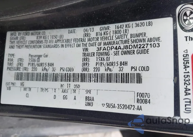 3FADP4AJ8DM227103: 44511589