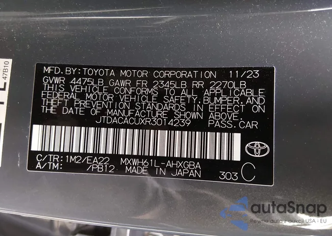 JTDACACUXR3014239: 44511607