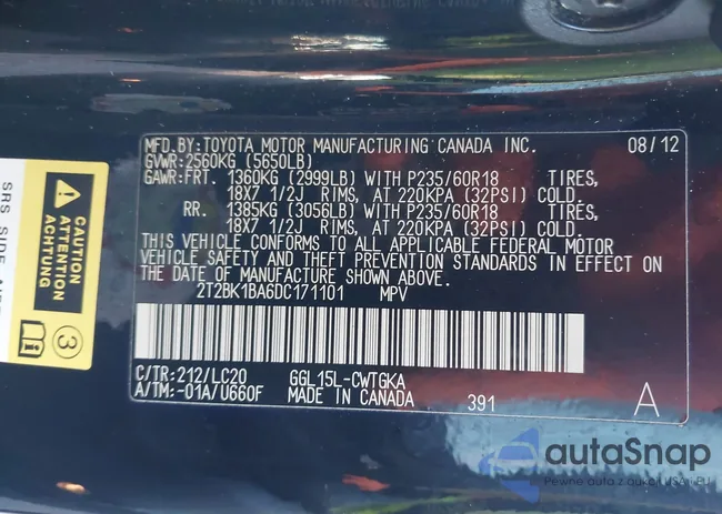 2T2BK1BA6DC171101: 44512856