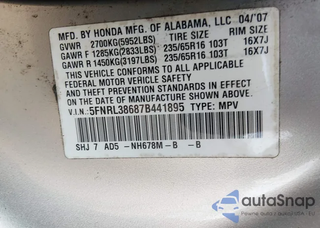 5FNRL38687B441895: 44513081