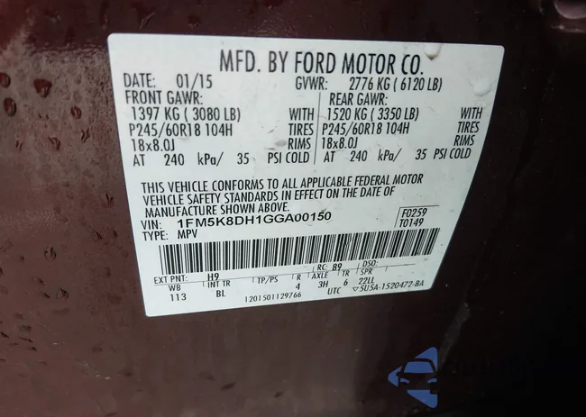 1FM5K8DH1GGA00150: 44512406