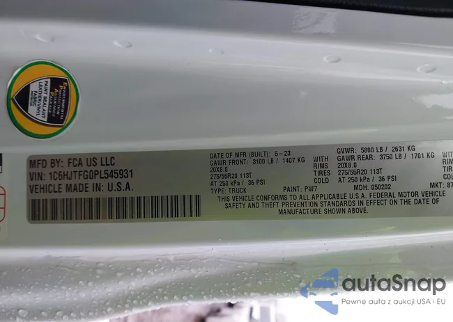 1C6HJTFG0PL545931: 44512625