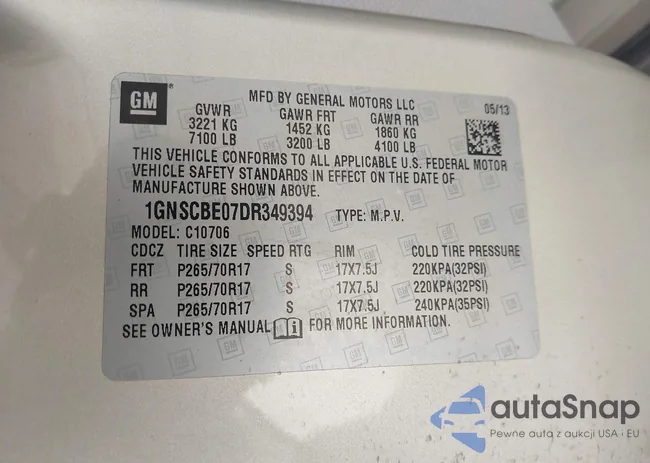 1GNSCBE07DR349394: 44513764