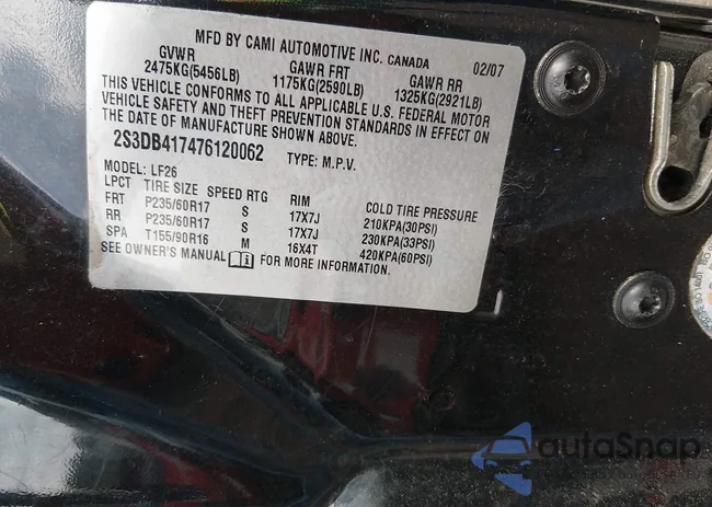 2S3DB417476120062: 44513802