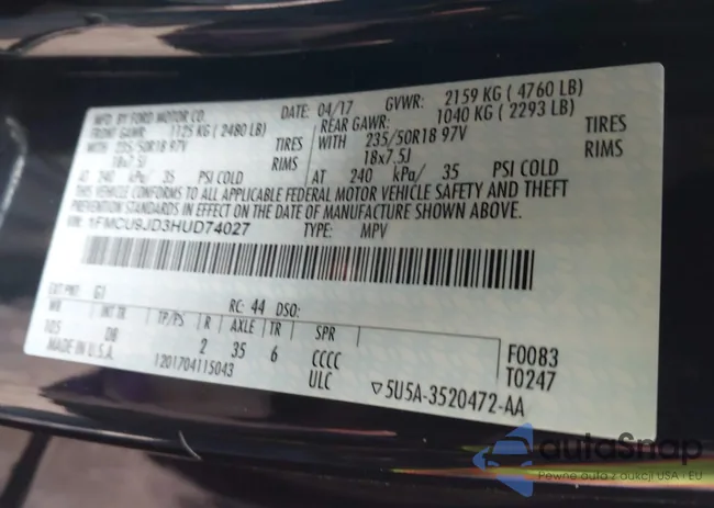 1FMCU9JD3HUD74027: 44514150