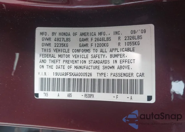 19UUA9F5XAA000526: 44514210