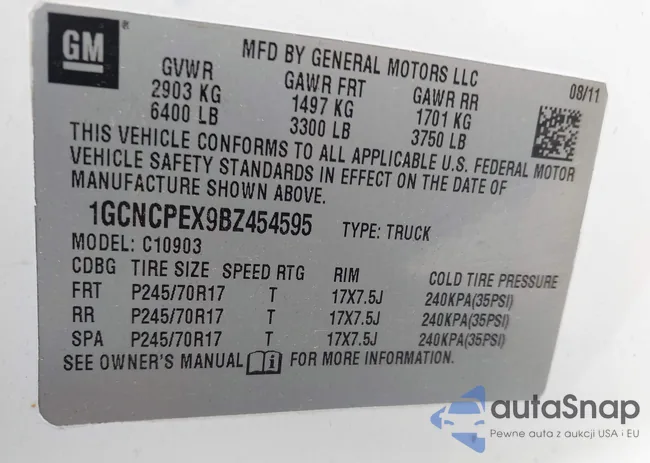 1GCNCPEX9BZ454595: 44513503