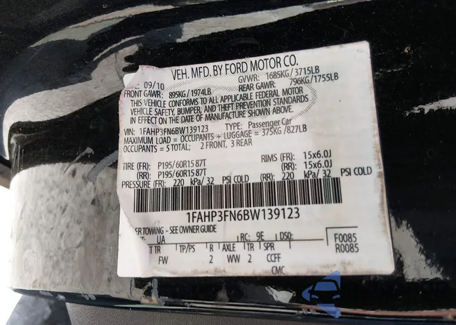 1FAHP3FN6BW139123: 44514869