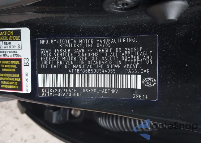 4T1BK36B59U344955: 44514870