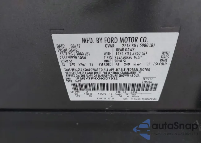 1FM5K7FHXHGD79321: 44515225