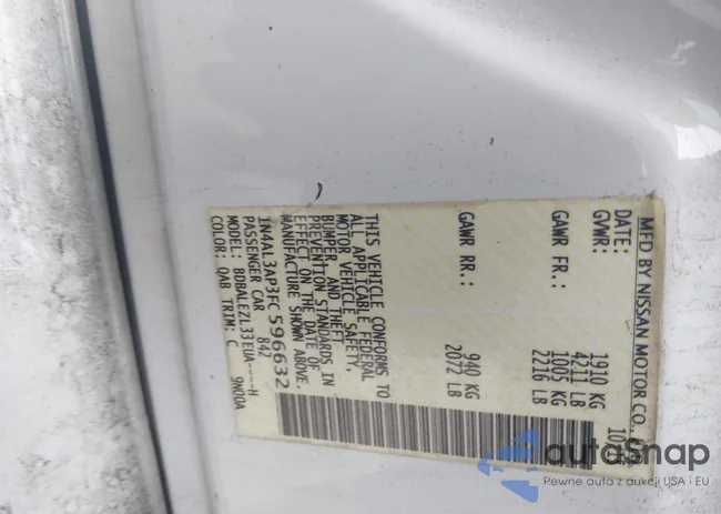 1N4AL3AP3FC596632: 44514532